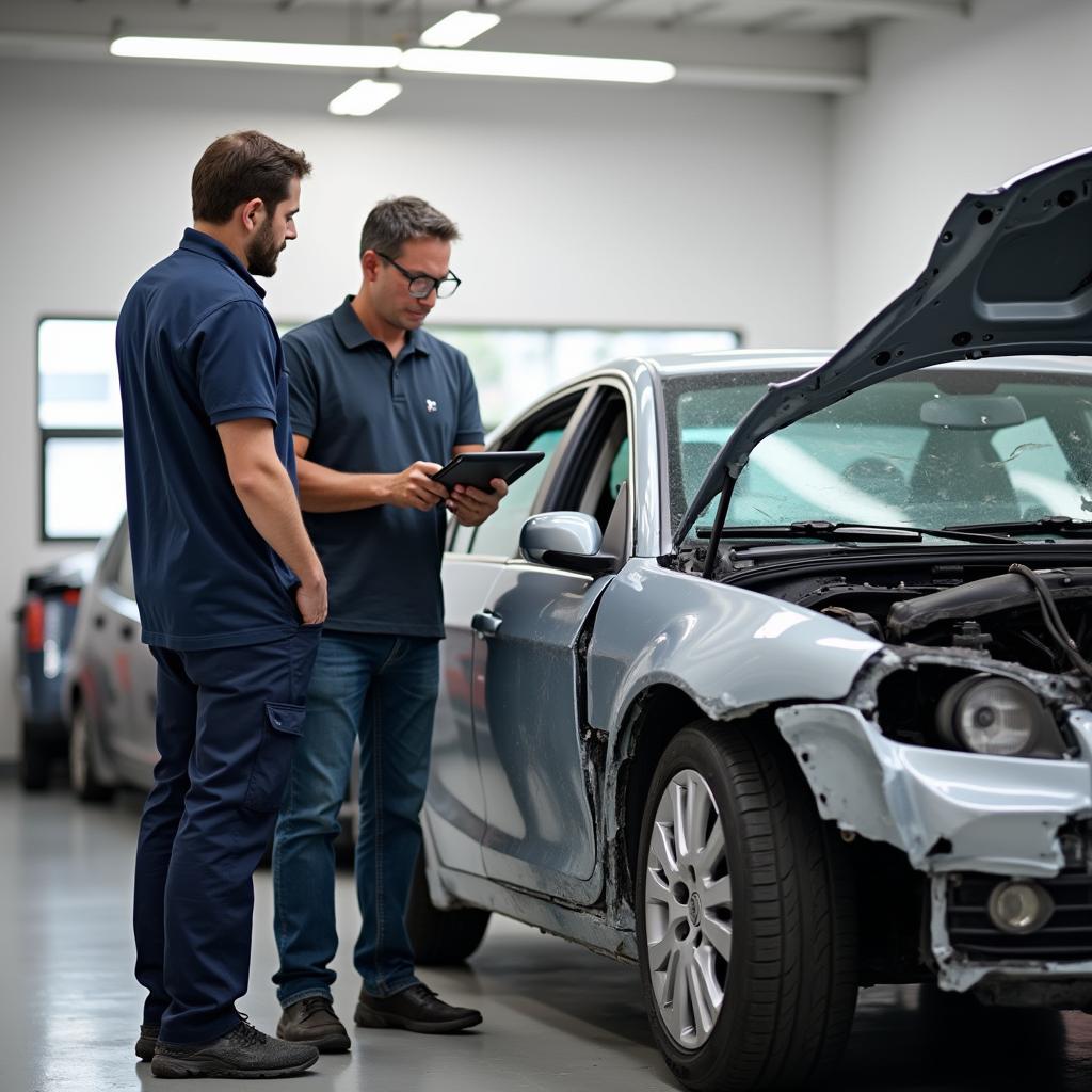 Car Owner Discussing Repair with Technician