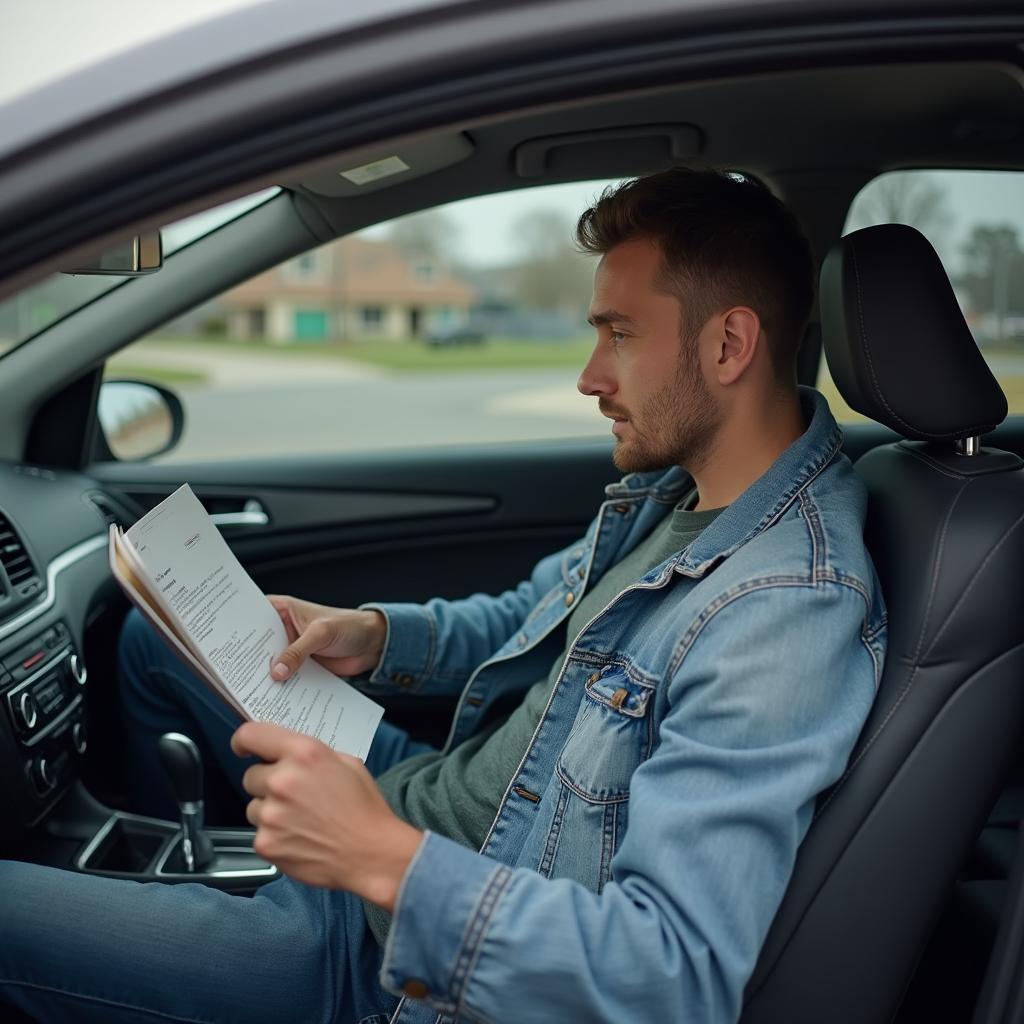 Car Owner Reading Their Vehicle's Manual