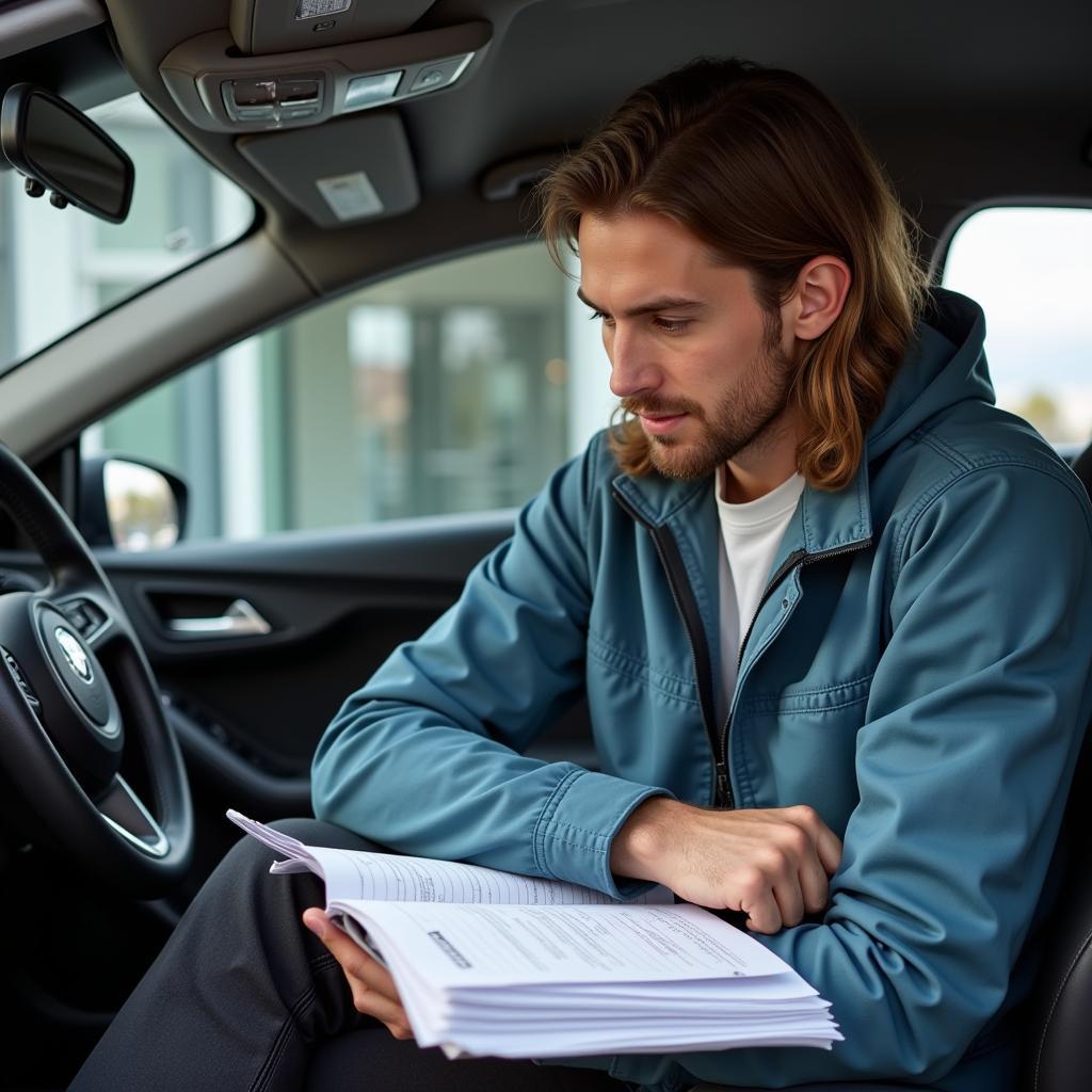 Car Owner Reviewing Maintenance Records