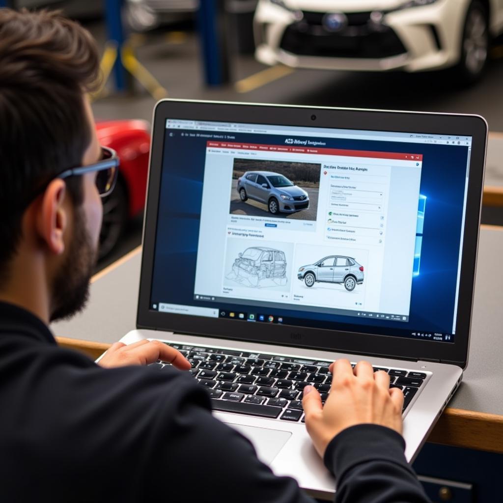 Car Owner Reviewing Online Repair Guides