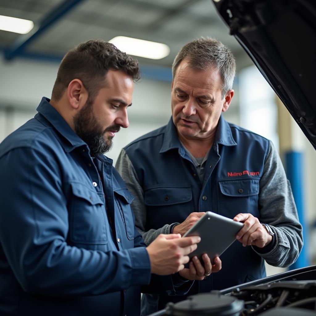 Car Owner Talking to Mechanic