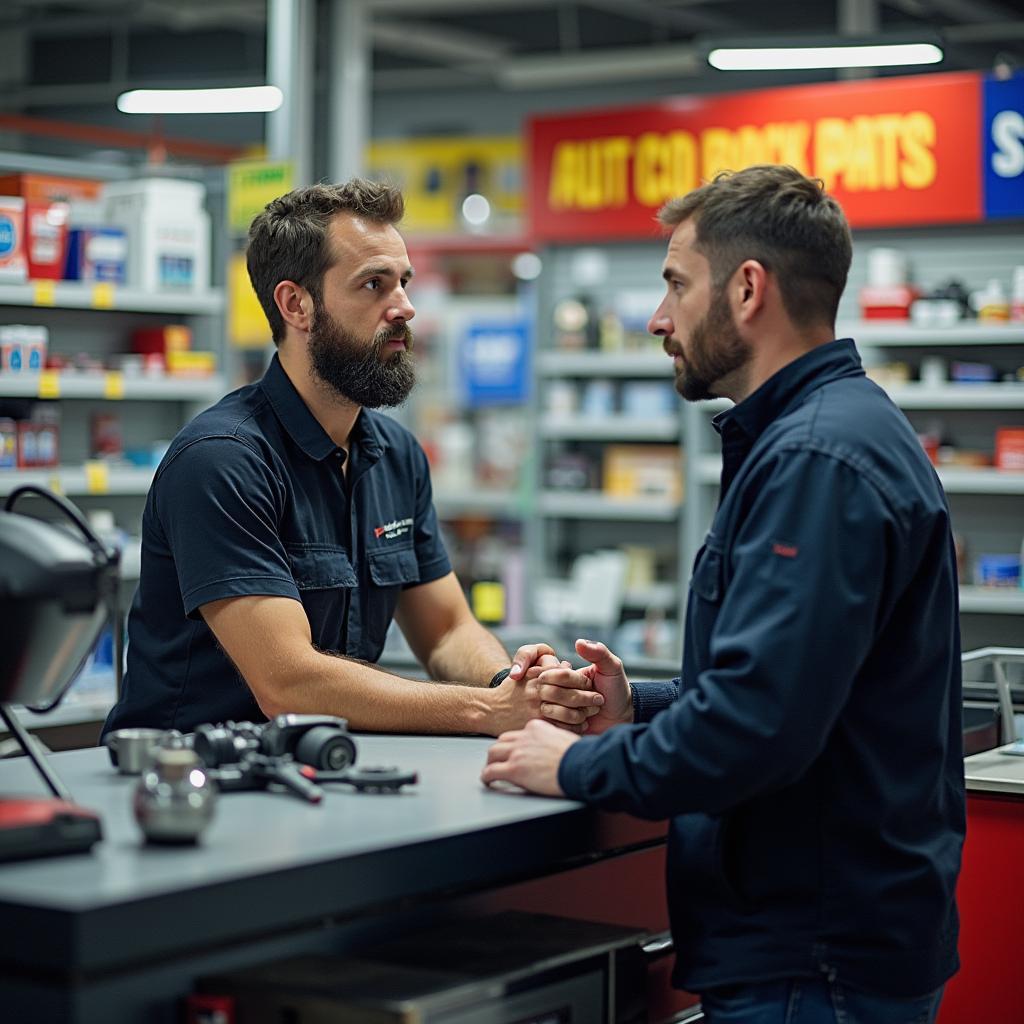 Car Owner Talking to Mechanic