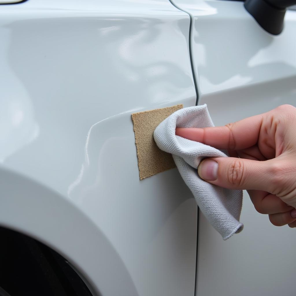 Preparing Car Paint Chip for Repair