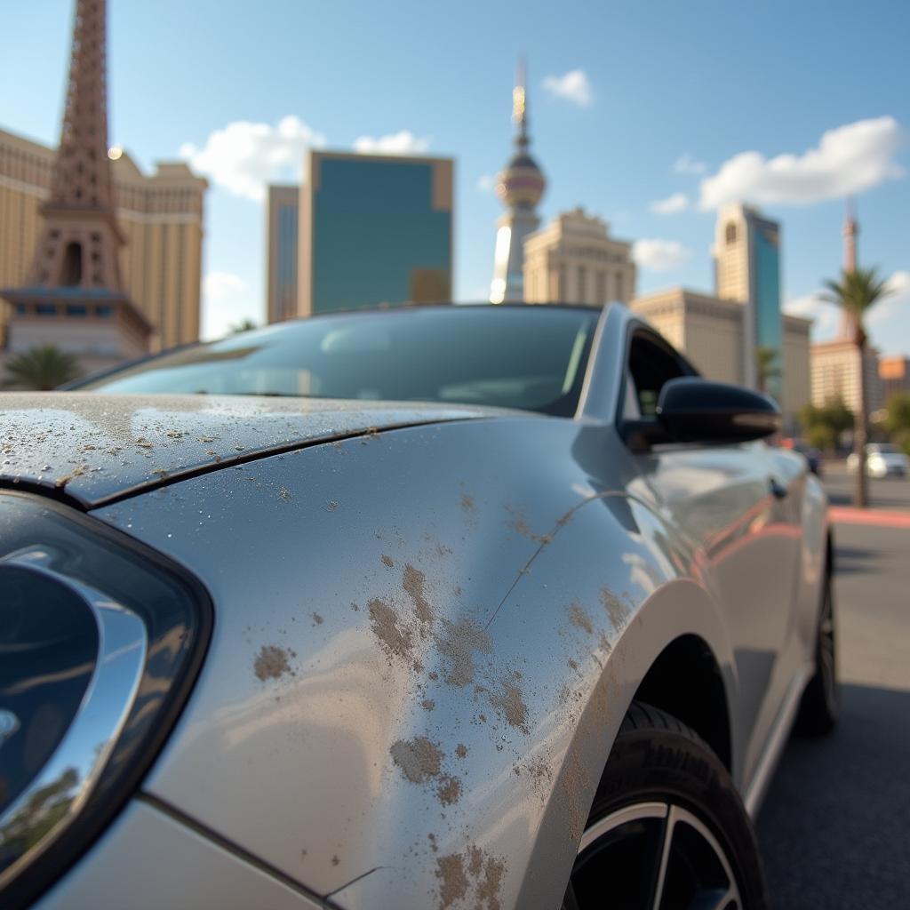 Car paint damage from sun and dust in Las Vegas