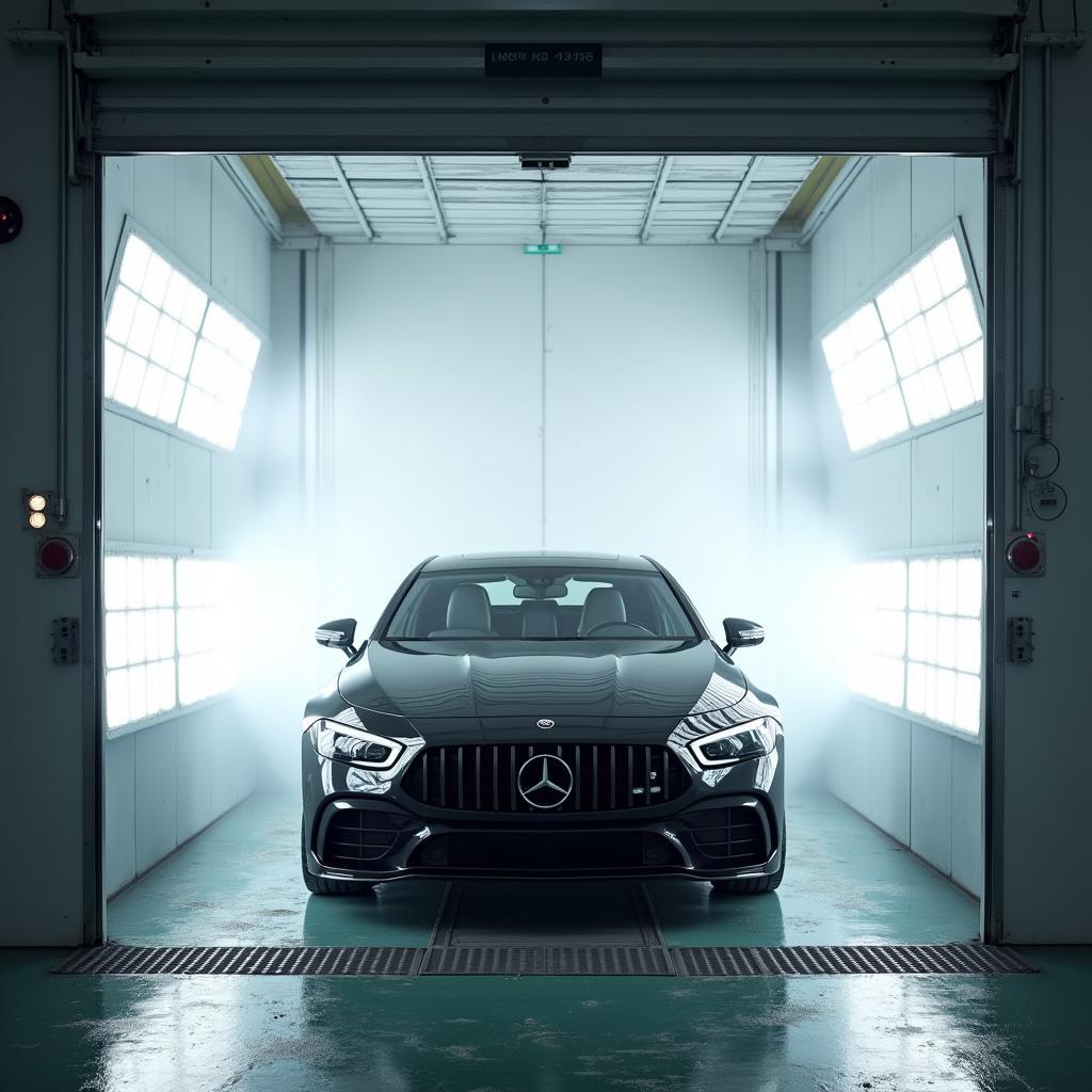 Car Inside a Paint Spray Booth