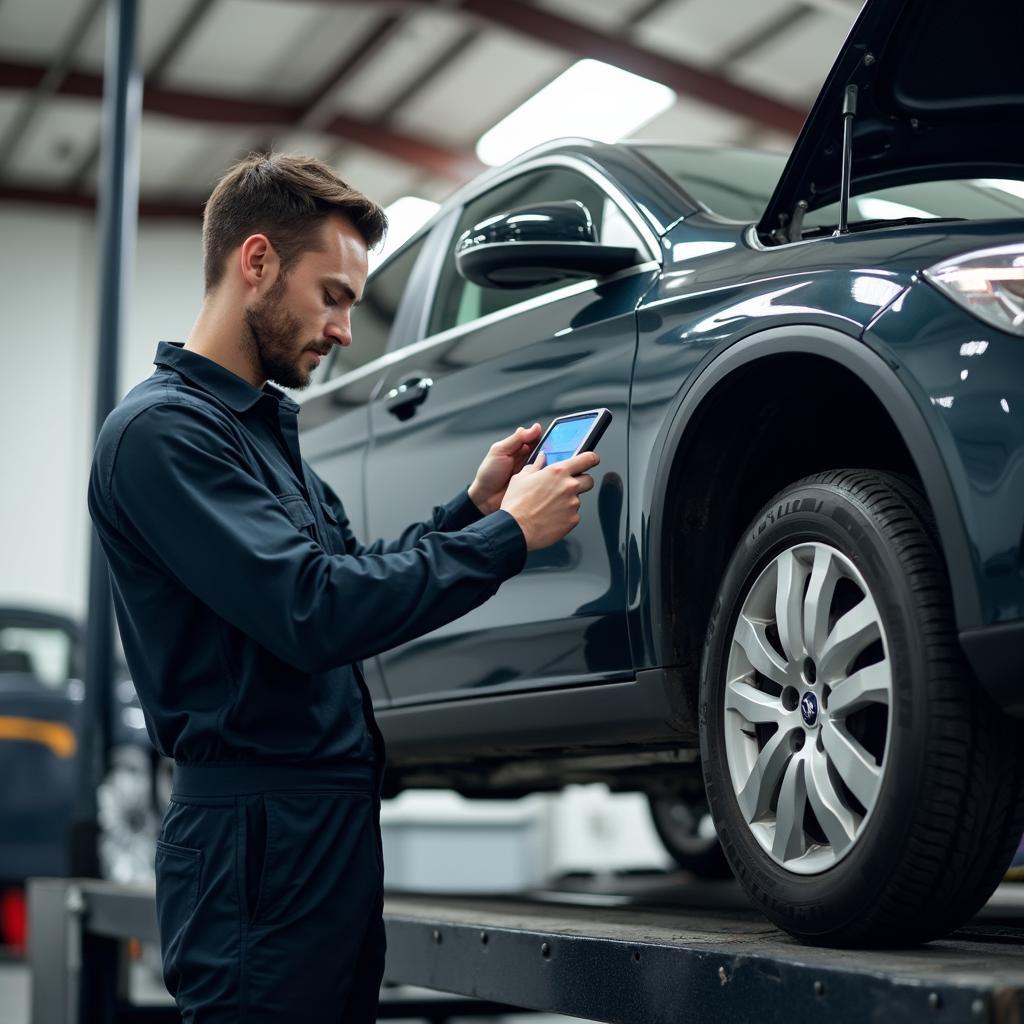 Car repair in progress at a garage in Cork