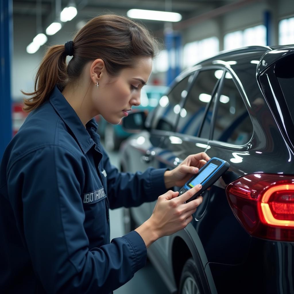 Car repair diagnosis in progress