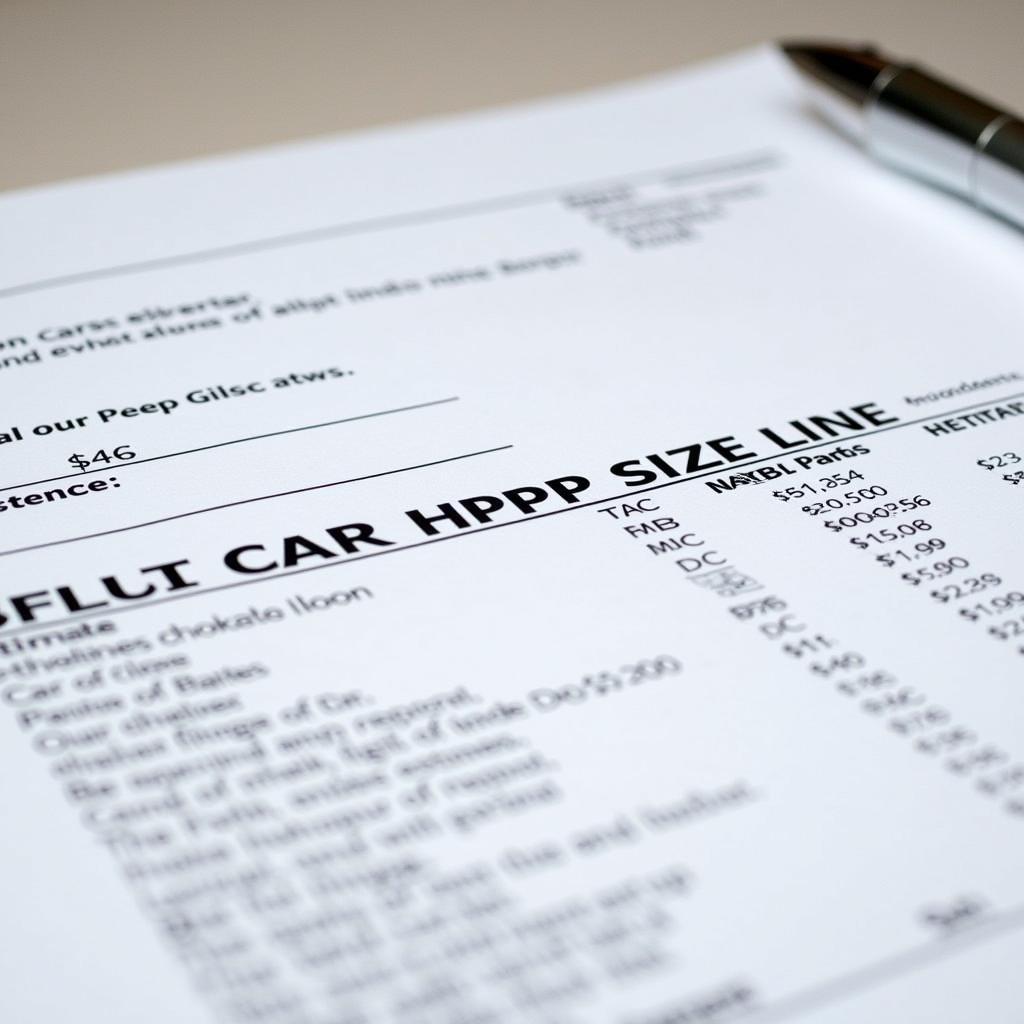 Car Repair Estimate Document