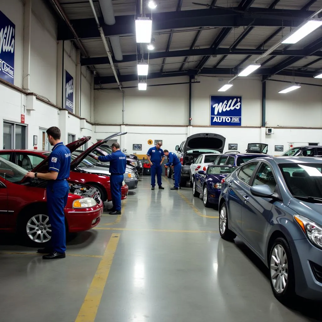 Car repair garage interior