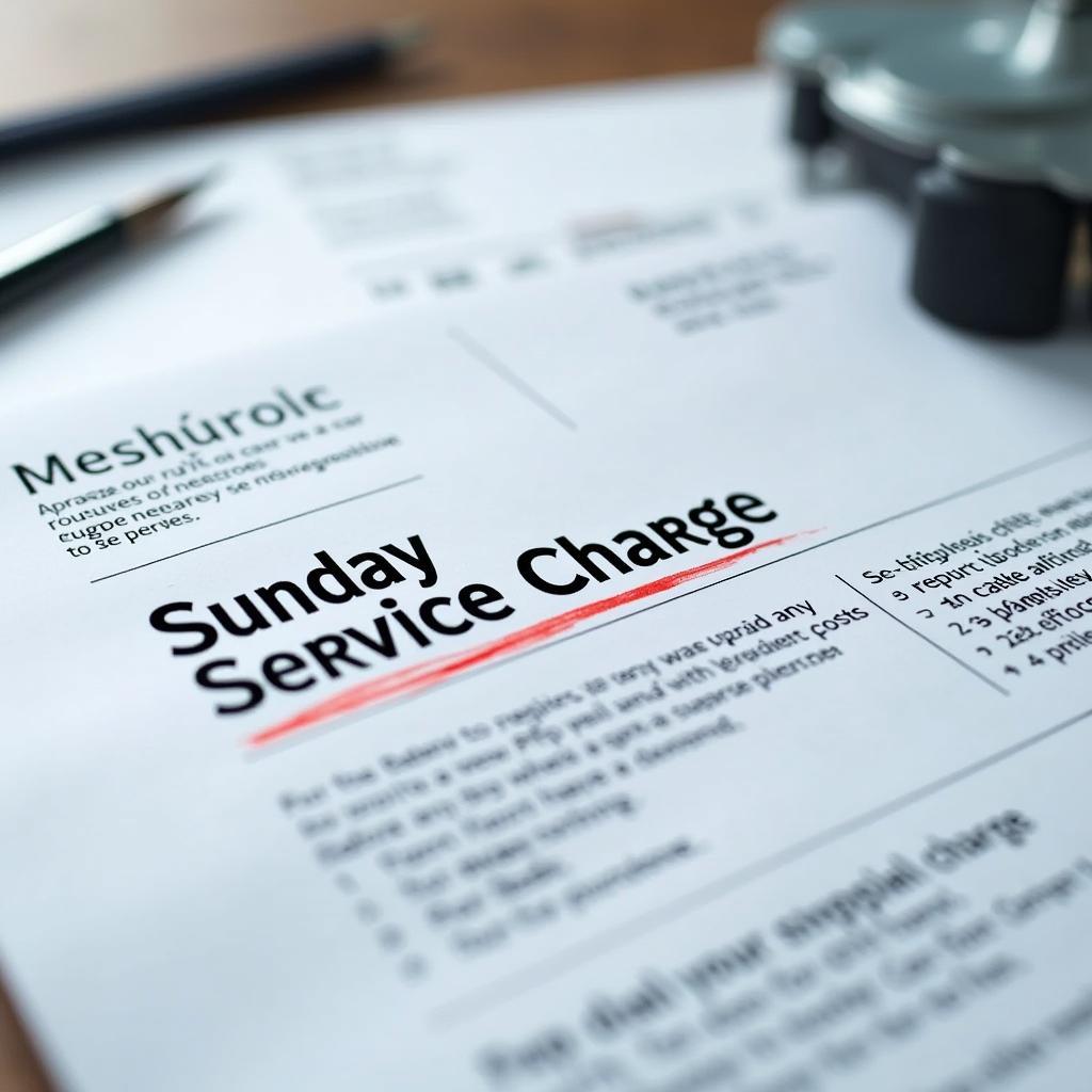 Car repair invoice showing Sunday service charge