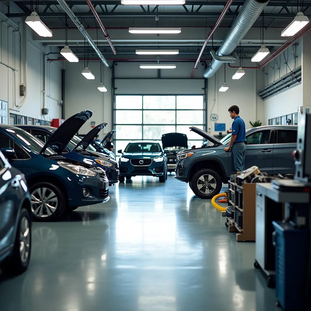 Car repair shop interior