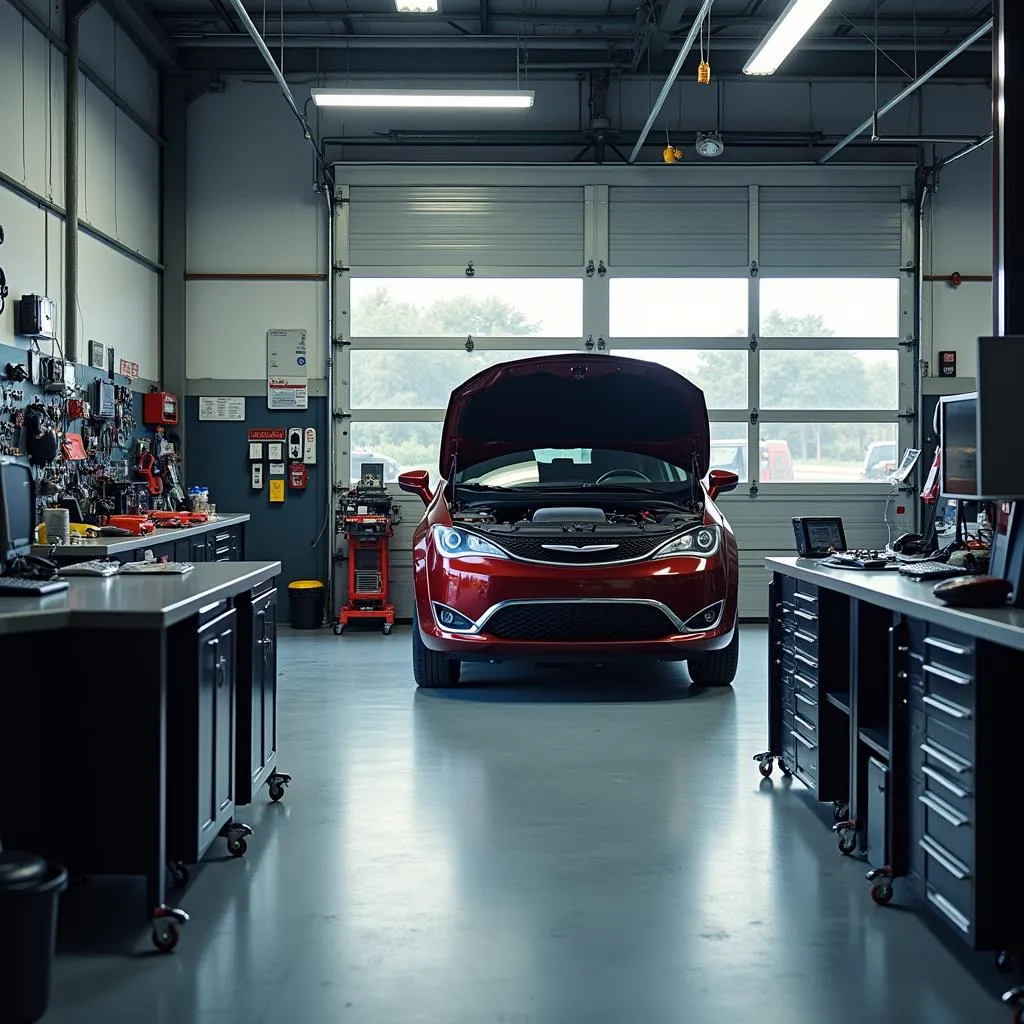 Car repair shop interior