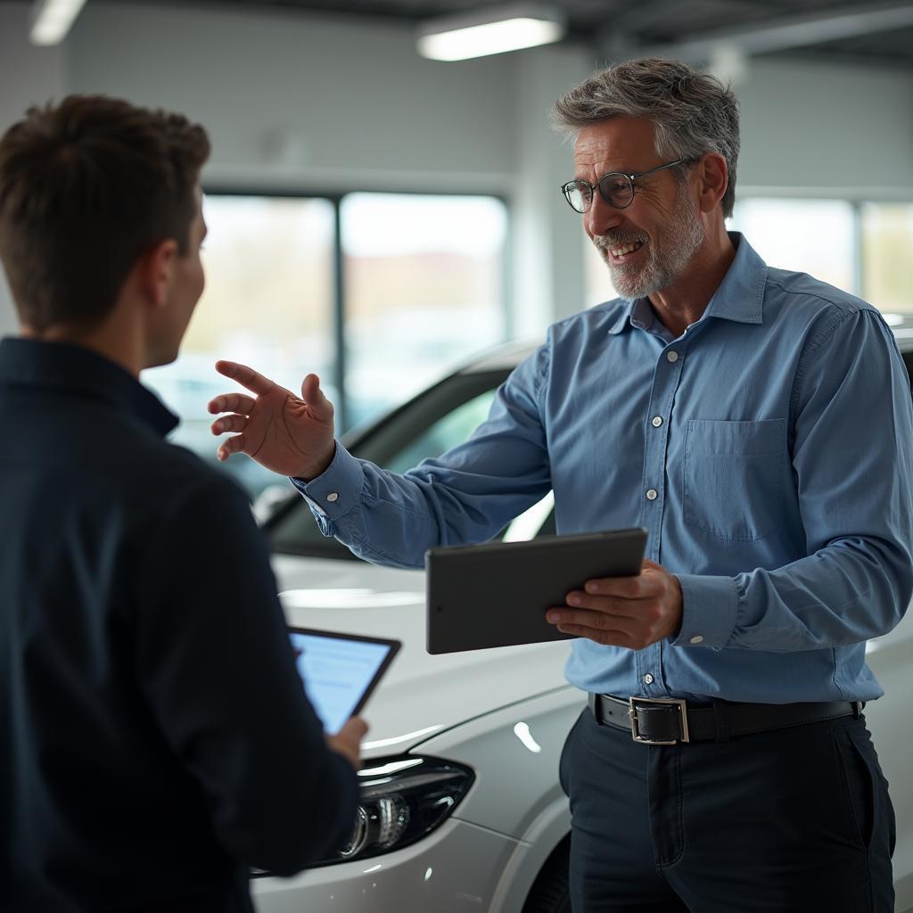 Car Salesperson Explaining Features