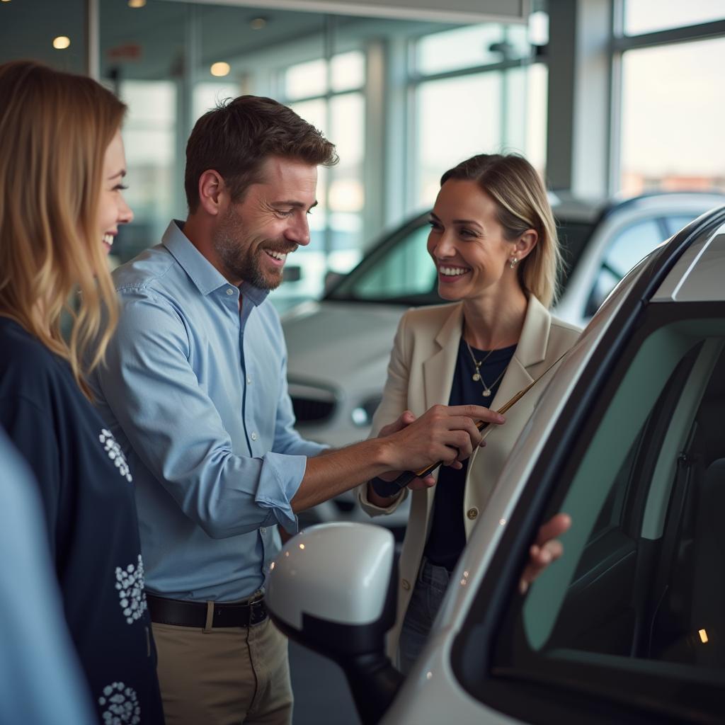 Car Salesperson Assisting a Couple