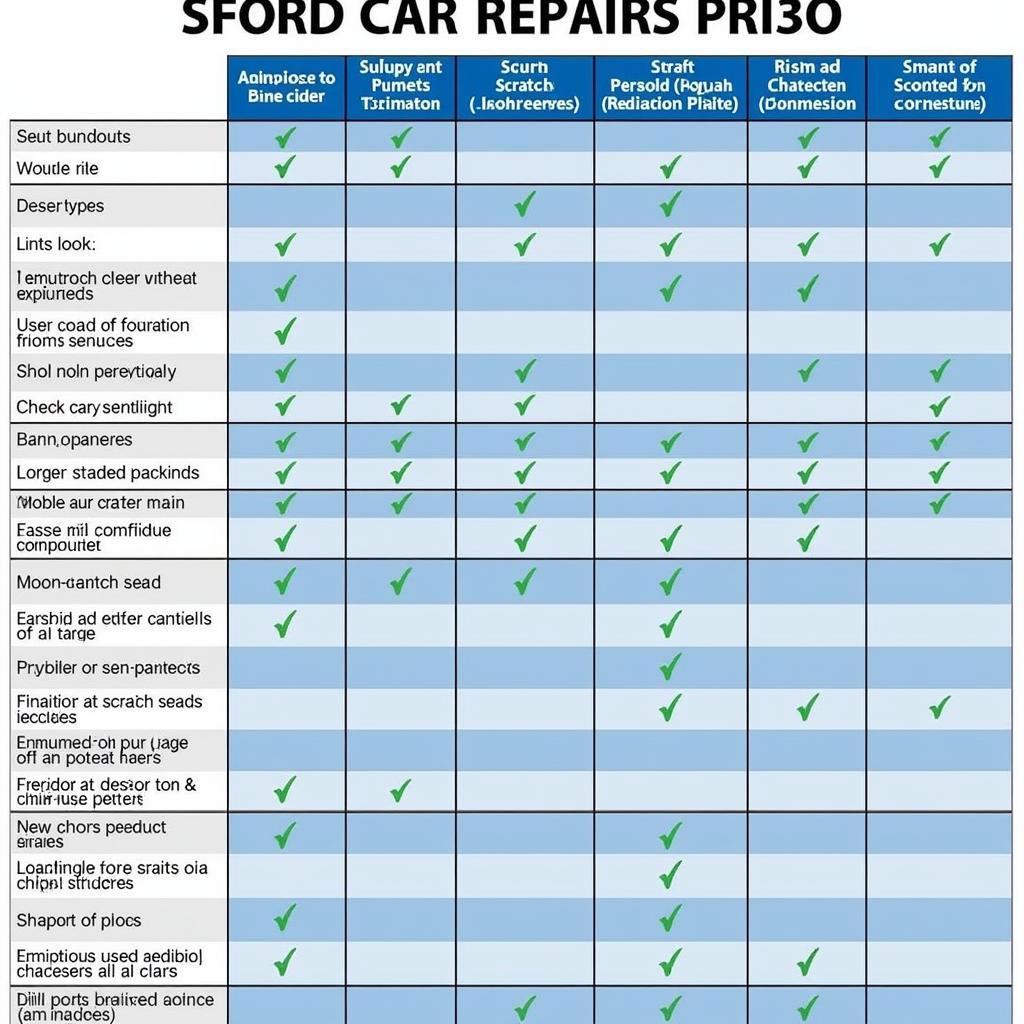 Car Scratch Repair Cost Comparison Chart