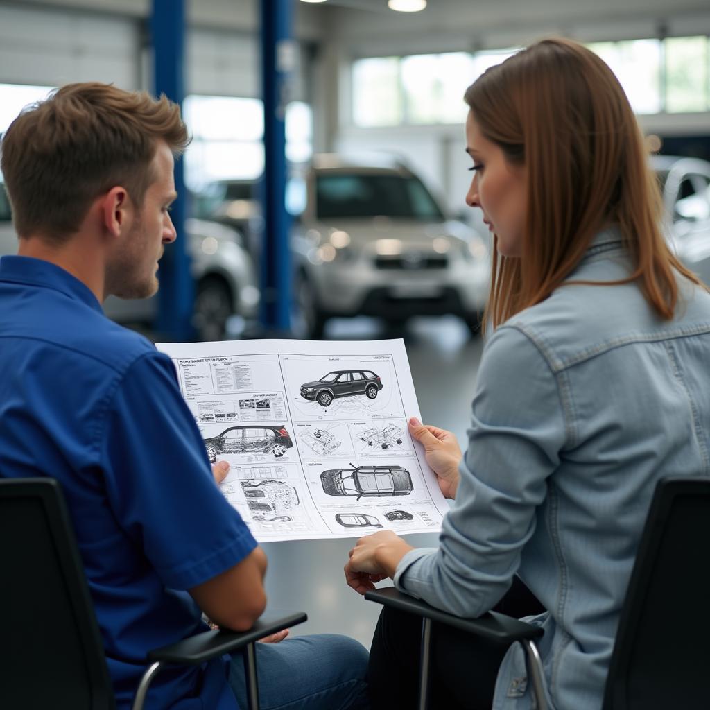 Car Service Advisor Explaining Repair