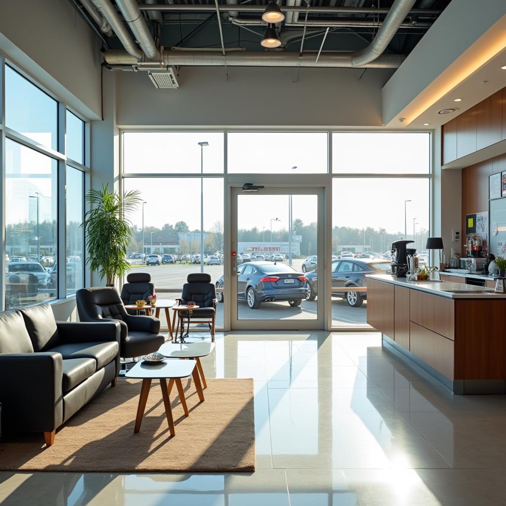 Clean and comfortable waiting area in a car service center