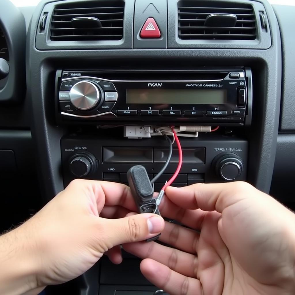 Inspecting the car stereo wiring harness for loose connections