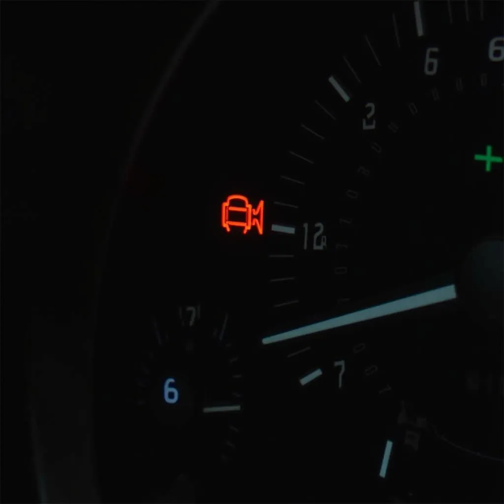 Car dashboard with transmission warning light