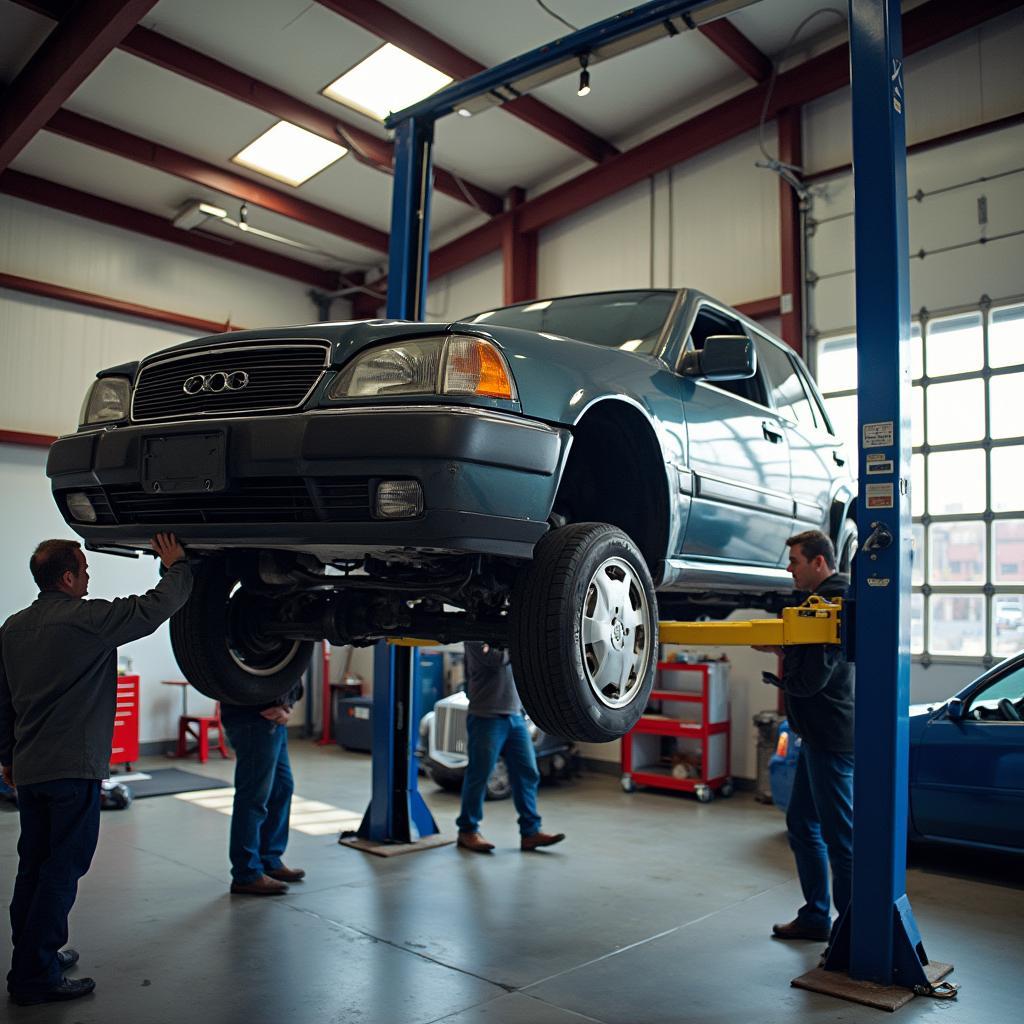  Car Undergoing Repair Work in a 75061 Auto Shop