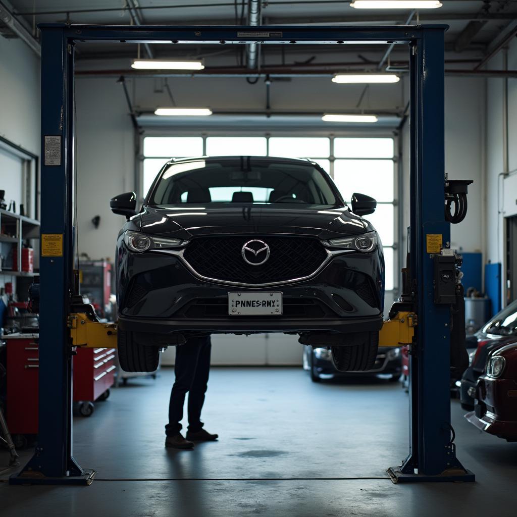 Car Undergoing Repair in Auto Shop