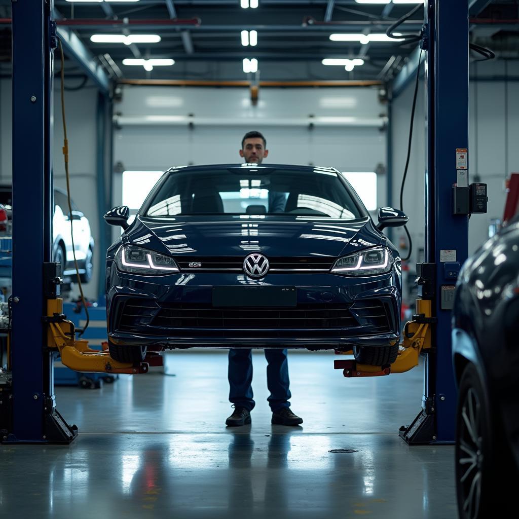 Car Undergoing Routine Maintenance at Auto Master Service