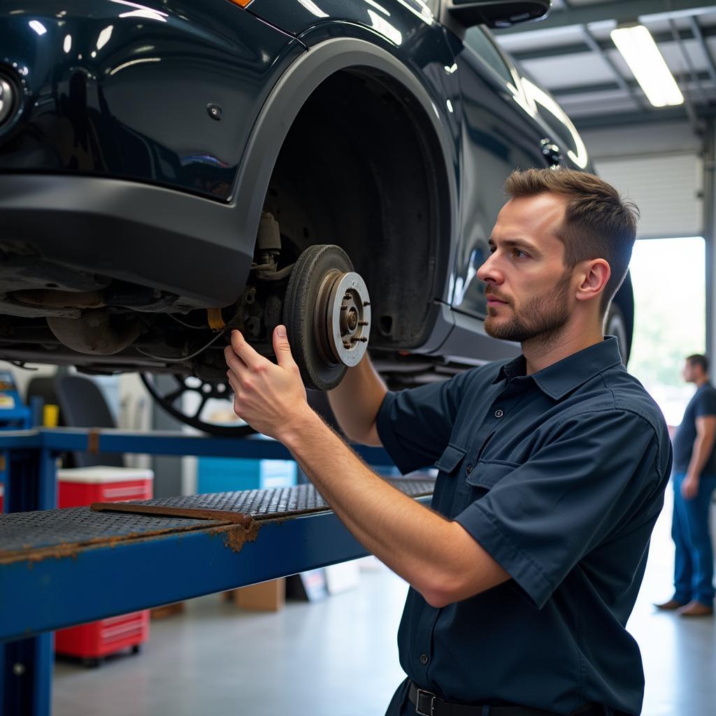 Car Undergoing Routine Maintenance Check