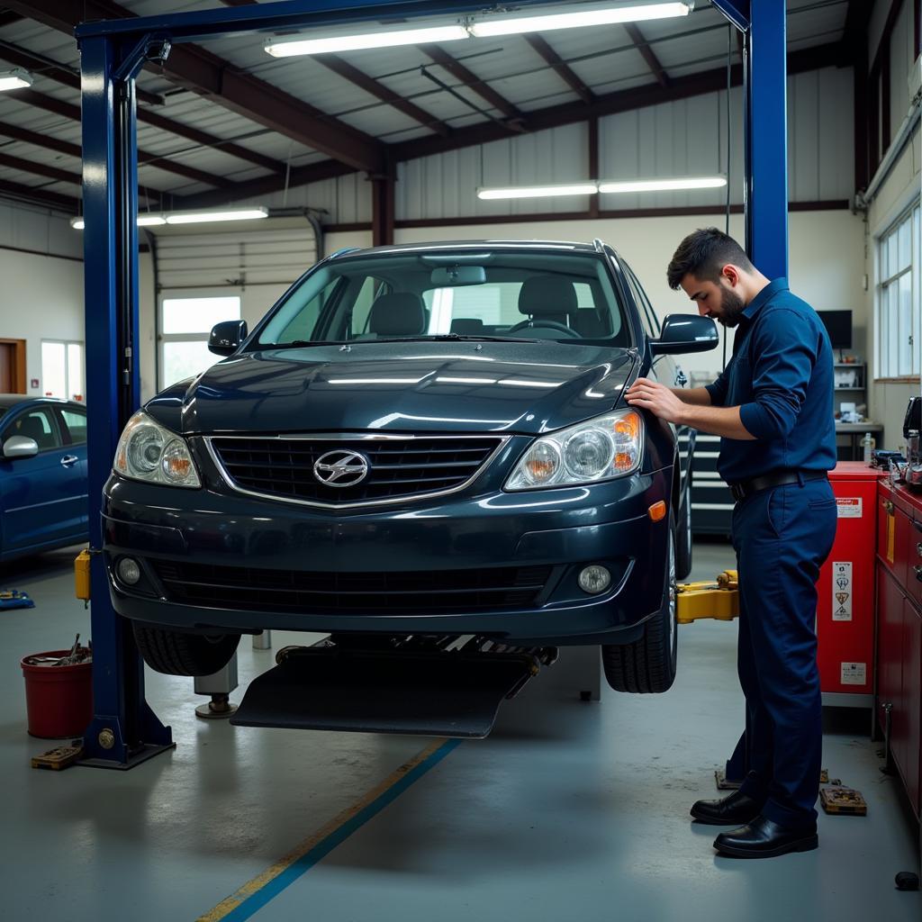 Car Undergoing Routine Maintenance Check