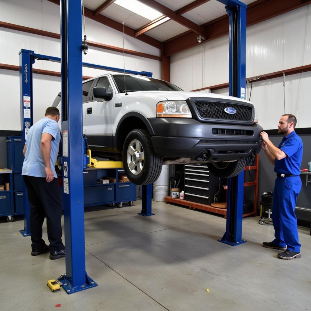 Car Undergoing Routine Maintenance in a Gulf Coast Auto Shop