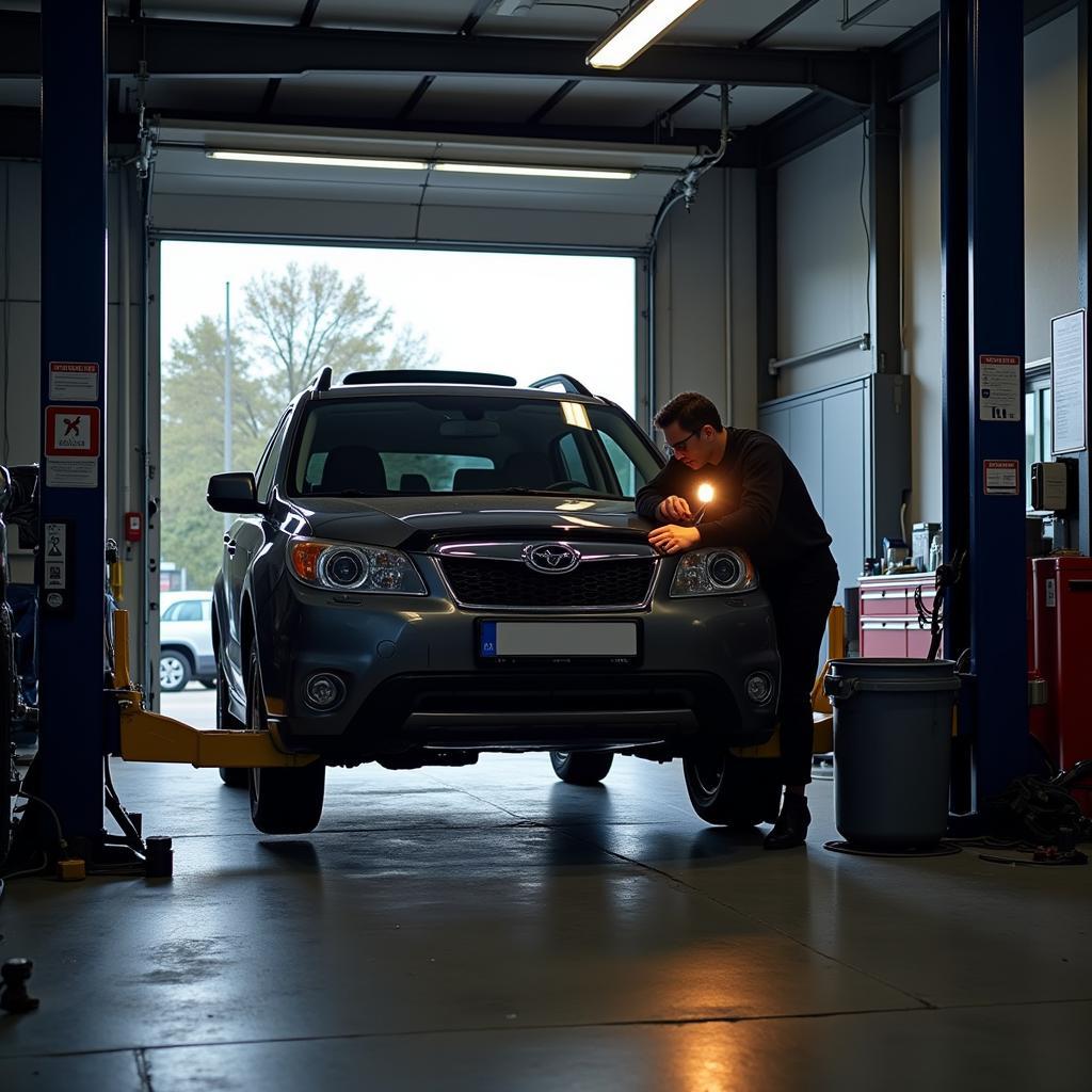 Car Undergoing Routine Maintenance in Helmond