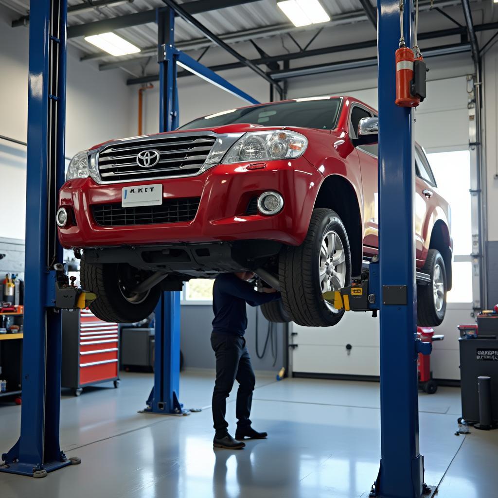 Car being serviced in a Bern auto service center