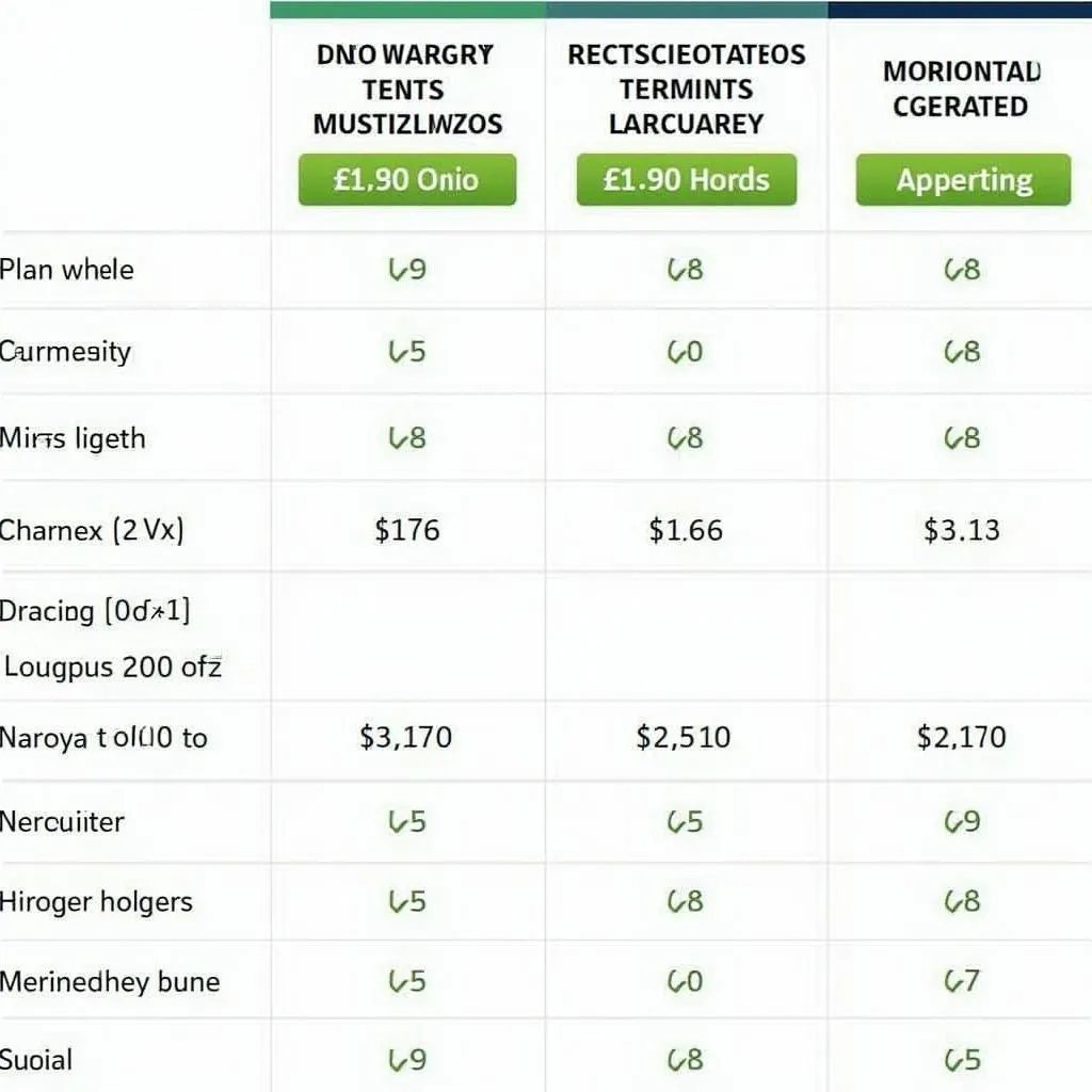 Car warranty comparison chart