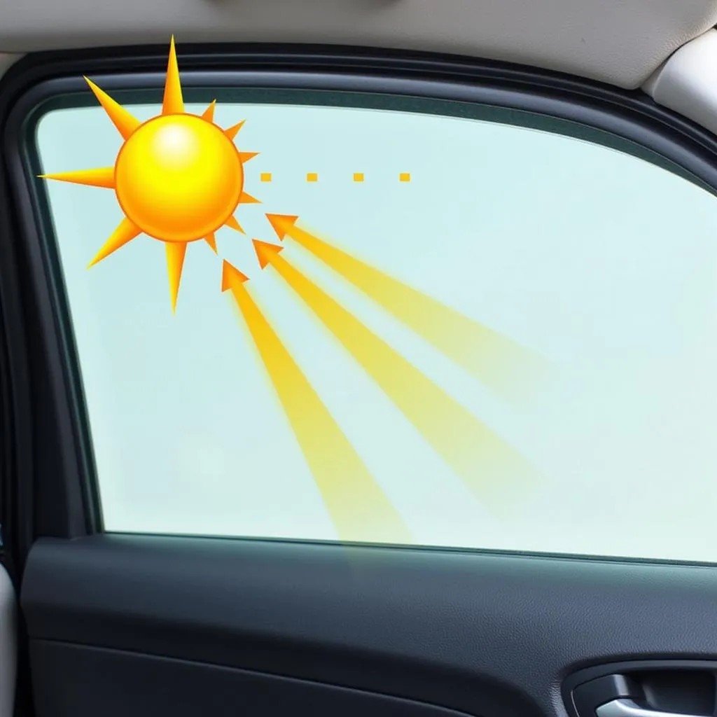 Car window with UV protection film