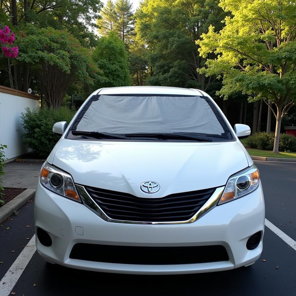 Car Windshield with Sun Shade