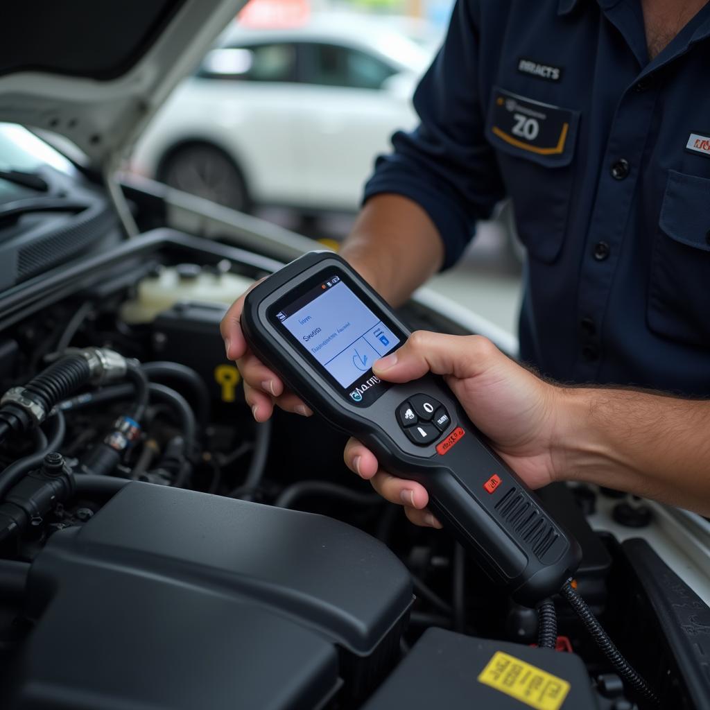 Carlton's Auto Service Technician Performing Car Diagnostics