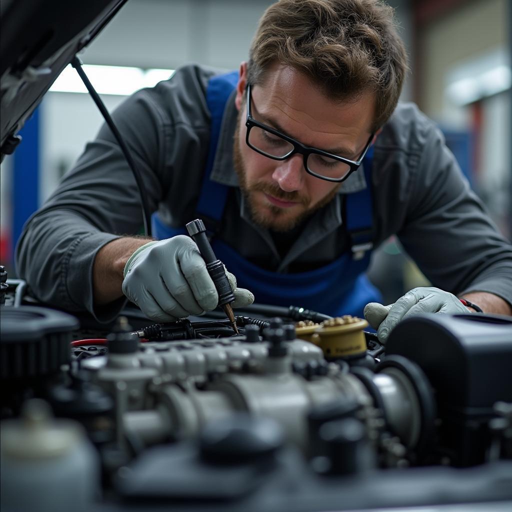 Carroll's Auto Service Technician Working on Car