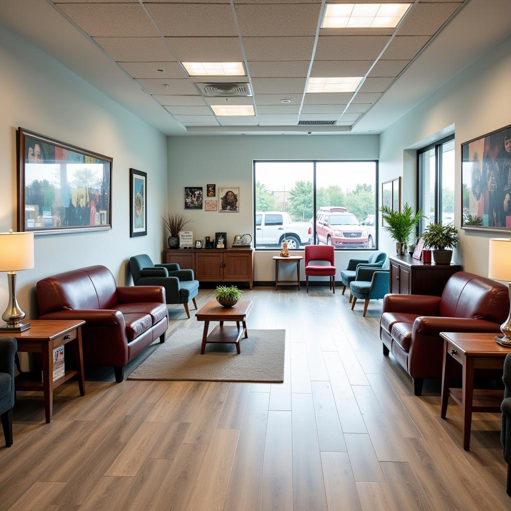 Comfortable and inviting waiting area at Castle Hills auto repair shop