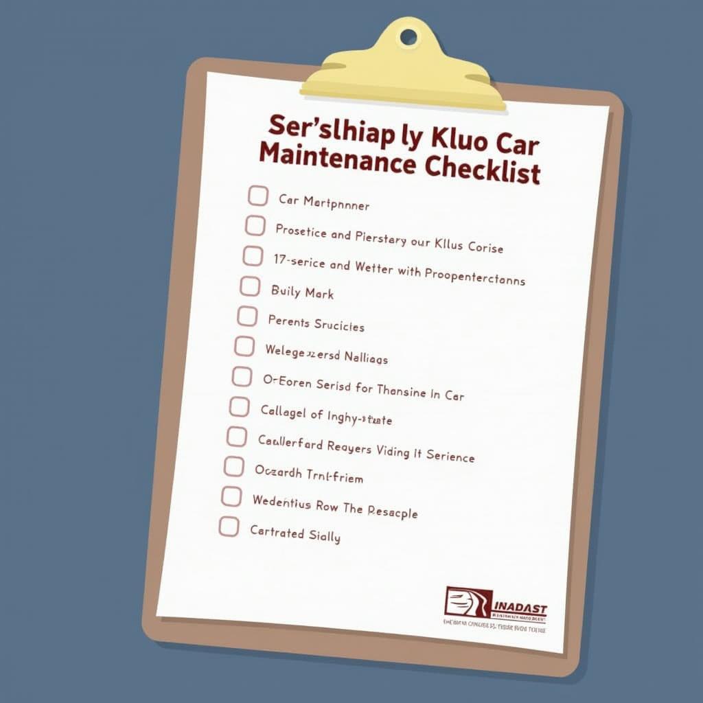 Car maintenance checklist on a clipboard