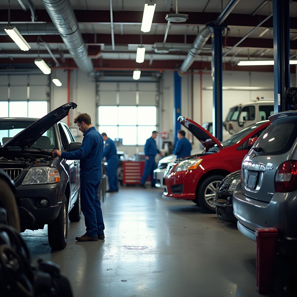 Cedar Rapids auto repair shop with mechanics working