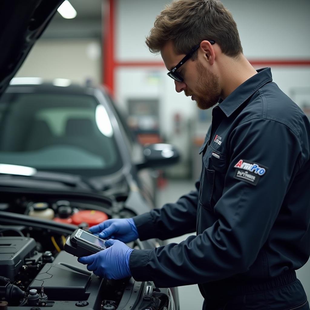 Certified ArmPro Mechanic Using the Diagnostic Tool