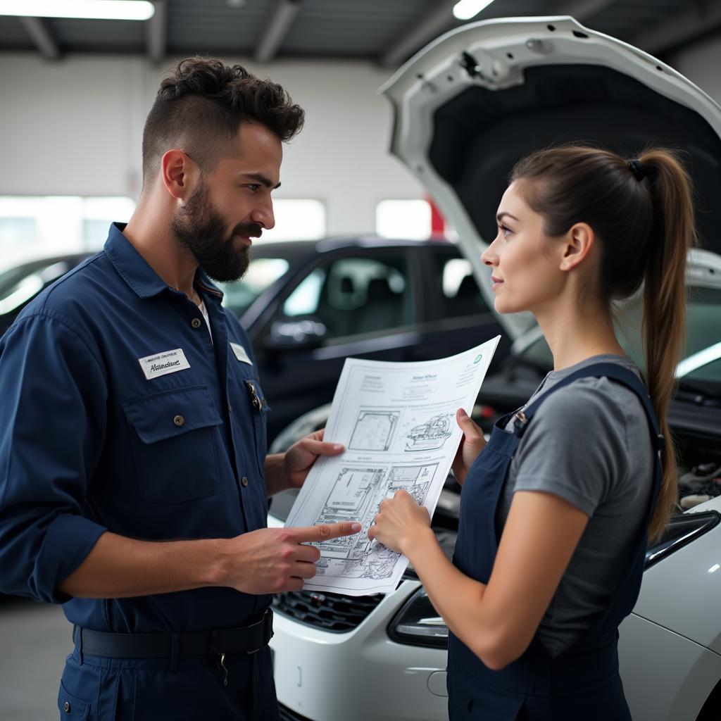 Certified Auto Mechanic Explaining Repairs