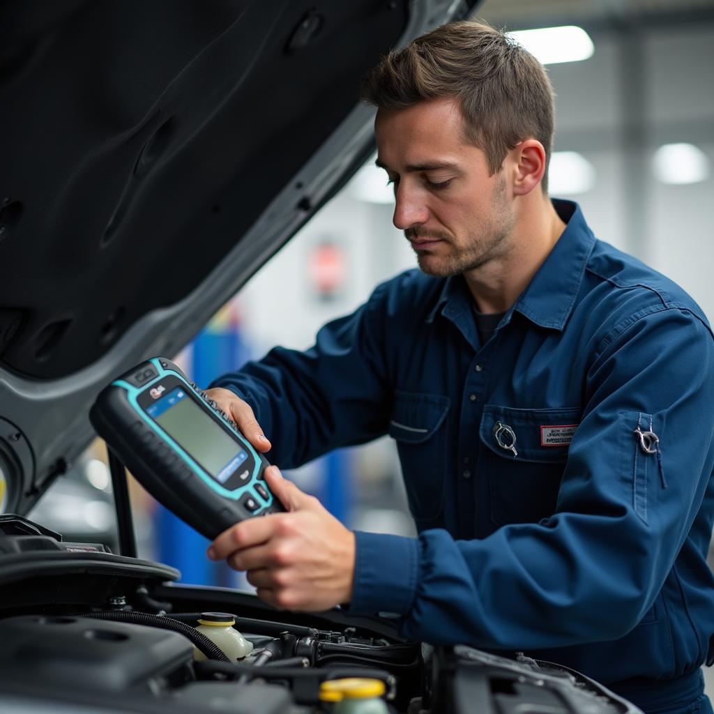 Certified mechanic inspecting car engine in Hamilton