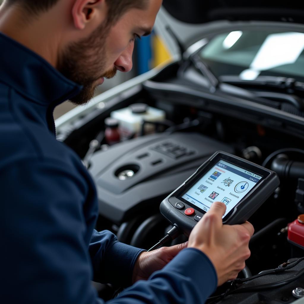 Certified Mechanic Inspecting a Car Engine in Bakersfield