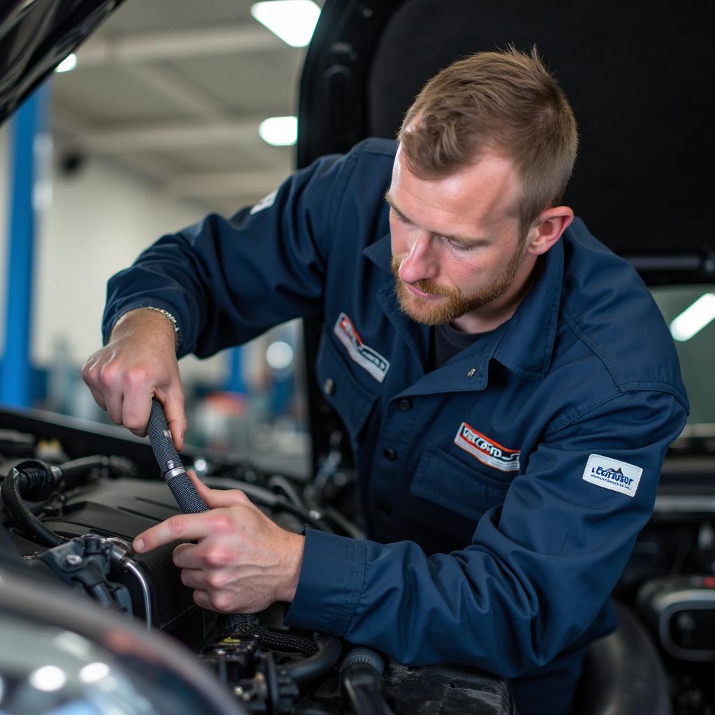 Certified Technician Performing Auto Refrigerant Recovery