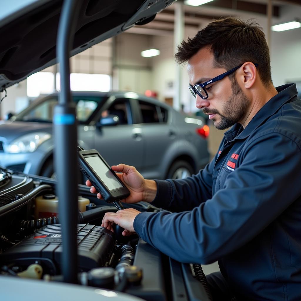 Certified Auto Technician Performing Diagnostics on a Vehicle in Rio Rancho, NM