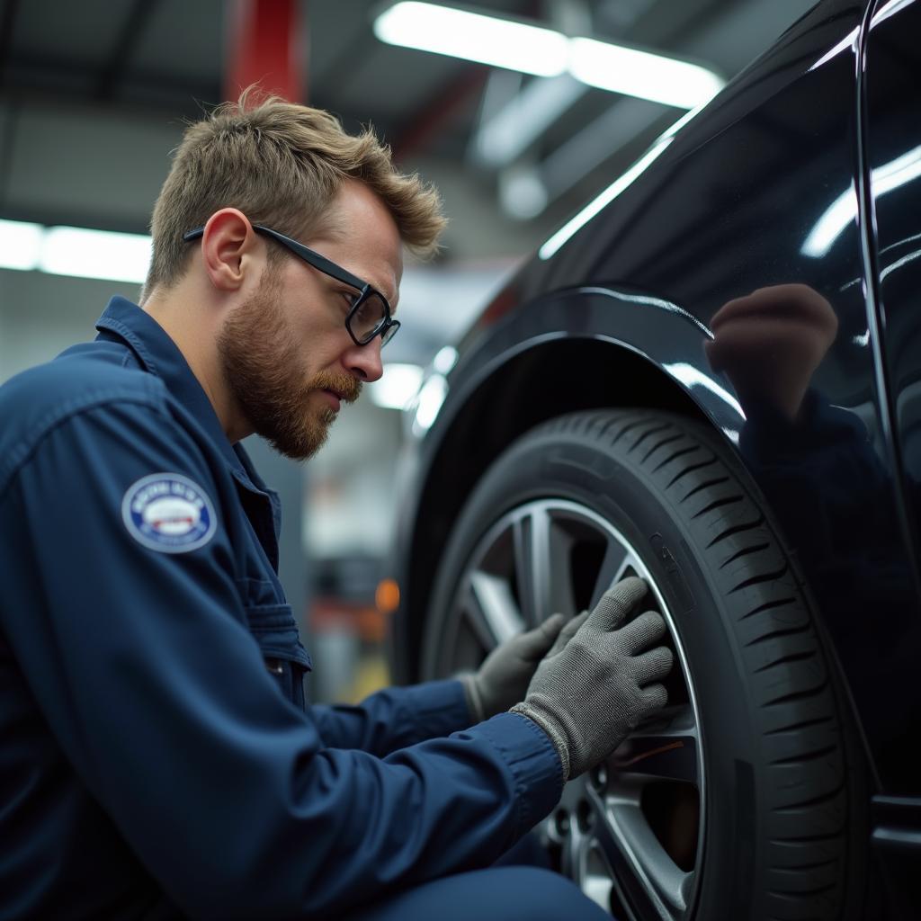 Certified technician working on a car at Boni Tire and Auto Service