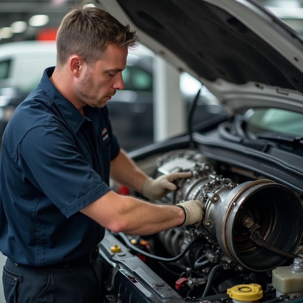 Certified Transmission Specialist Working on a Vehicle