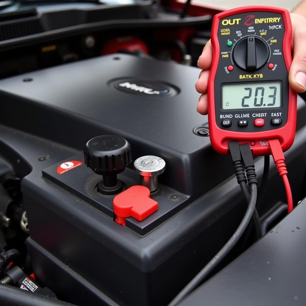 Checking Car Battery Voltage with Multimeter