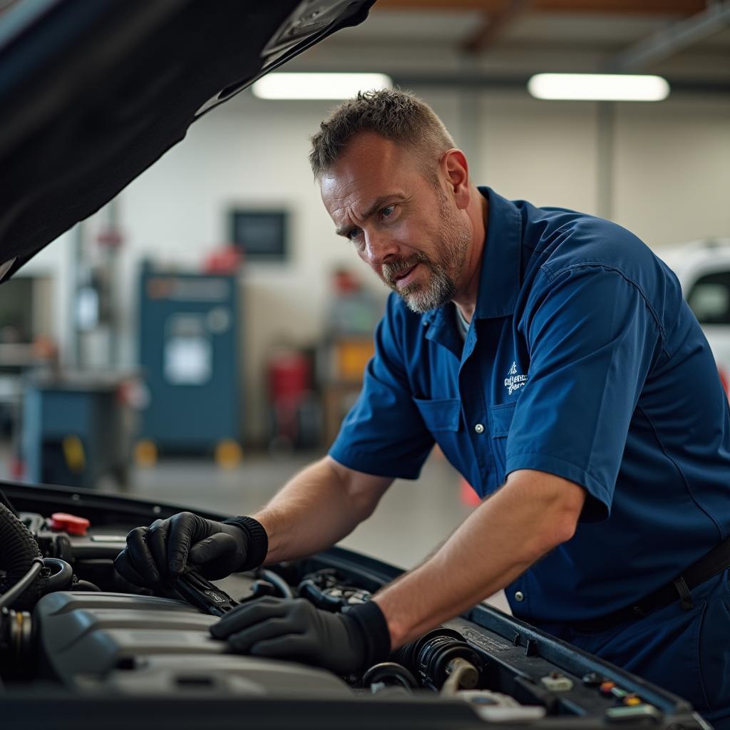 Cheyenne Wyoming Mechanic Working on Car