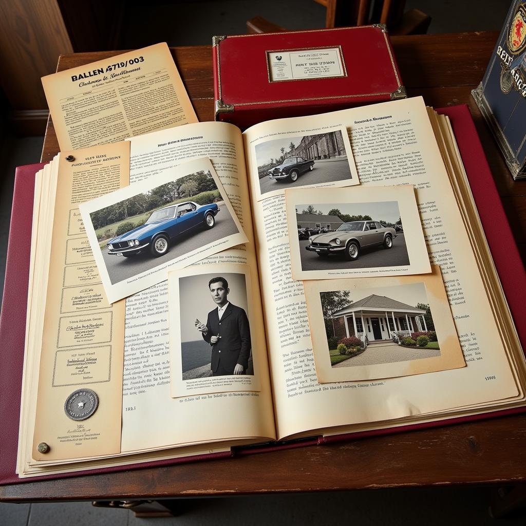 Documents and trophies of a classic car